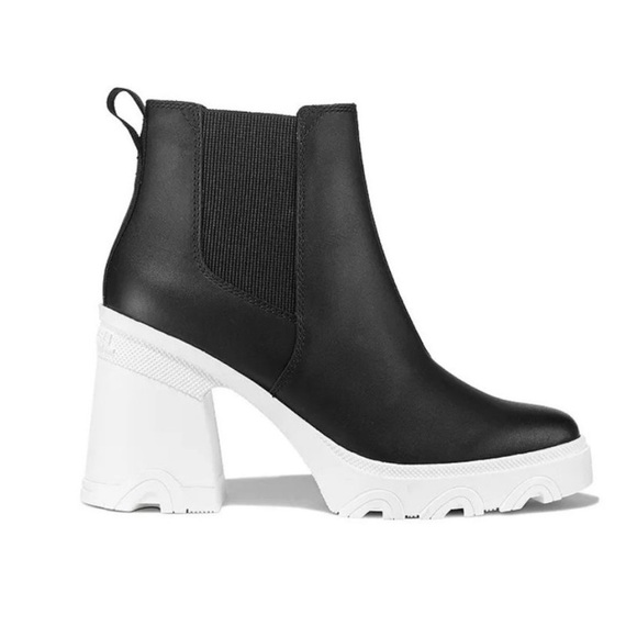 Sorel Shoes - SOREL Brex Black & Sea Salt White Rubber Block Heel Boots - Anniversary Edition